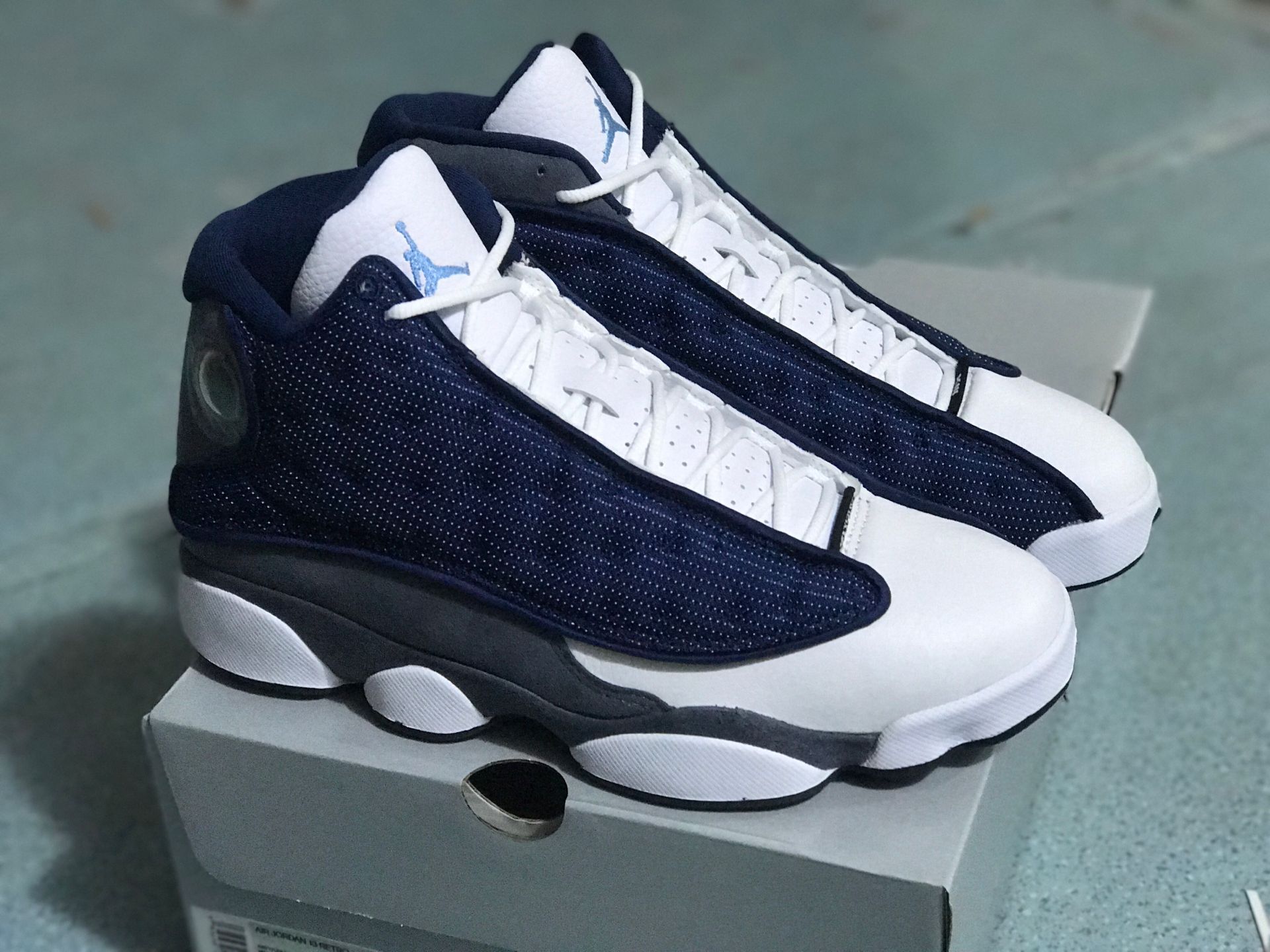 New Air Jordan 13 Retro Sea Blue White Grey - Click Image to Close